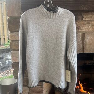 Joie Light Gray Sweater with Black Accents NWT Large